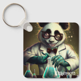Personalisiert Crazy Scientist Panda Mixing Portio Schlüsselanhänger