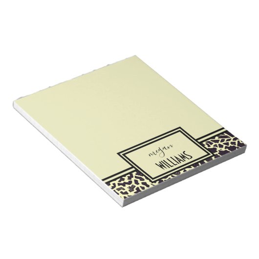 Personalisiert Cream Leopard Notepad Notizblock (angewinkelt)