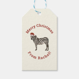 Personalisiert Cream MerChristmas Santa Zebra Geschenkanhänger