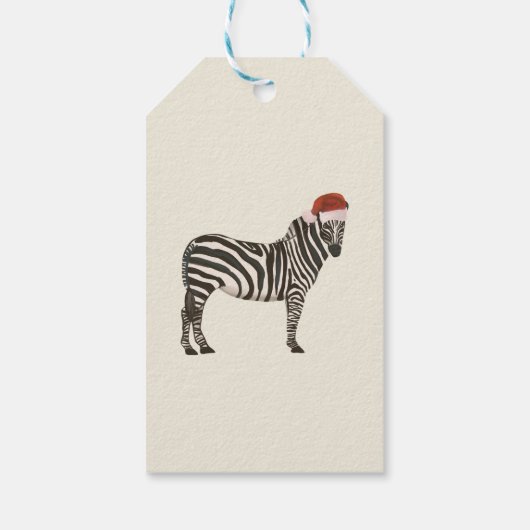 Personalisiert Cream MerChristmas Santa Zebra Geschenkanhänger (Rückseite)