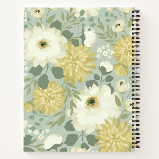 Personalisiert Creme Green Floral Journal Notizblock (Rückseite)
