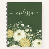 Personalisiert Creme Green Floral Journal Notizblock (Vorderseite)