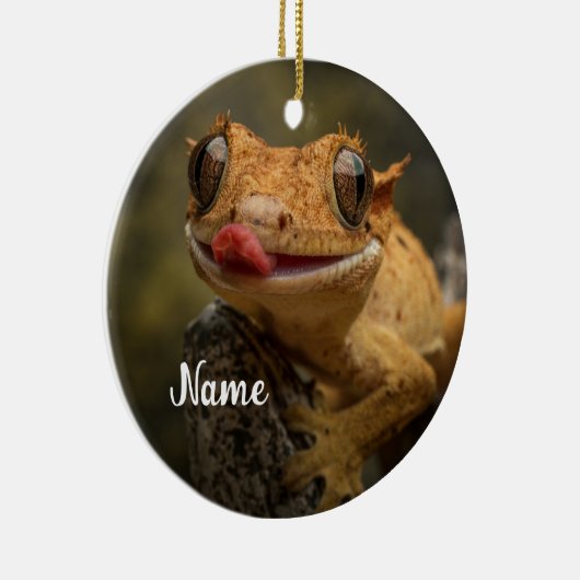 Personalisiert Crested Gecko Lizard Keramik Ornament (Rechts)