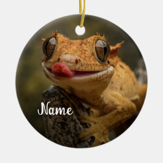 Personalisiert Crested Gecko Lizard Keramik Ornament (Vorne)