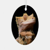 Personalisiert Crested Gecko Lizard Ornament Aus Metall (Vorderseite Rechts)
