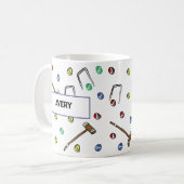 Personalisiert Croquet Mallets Hand-Illustriert Bo Kaffeetasse (Vorderseite Links)