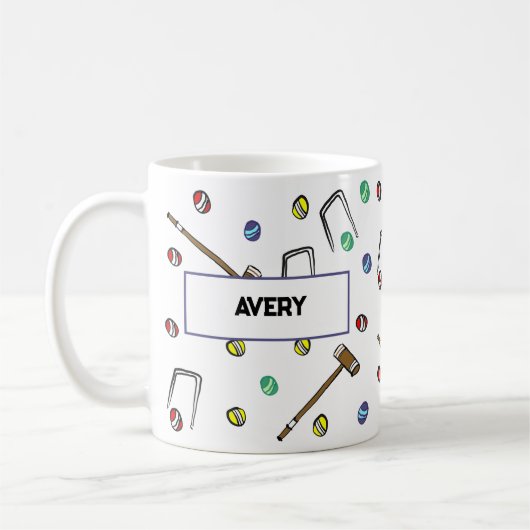 Personalisiert Croquet Mallets Hand-Illustriert Bo Kaffeetasse (Links)