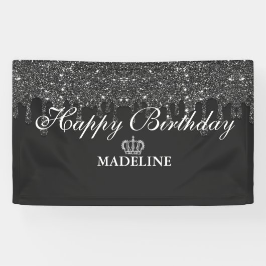 Personalisiert Crown Driving Glitzer Geburtstag Ba Banner (Horizontal)