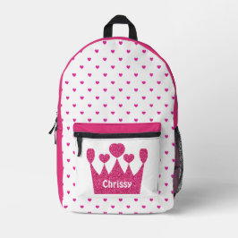 Personalisiert Crown Pink Princess Bedruckter Rucksack