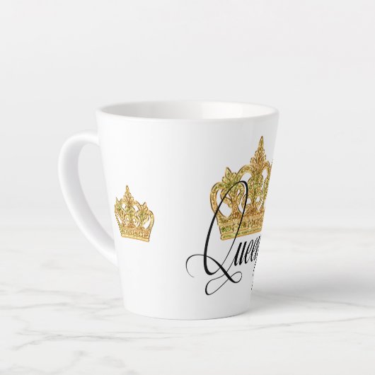Personalisiert Crown Queen Mama Latte Tasse (Linke Ecke)