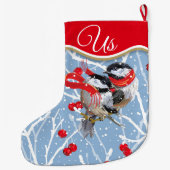 Personalisiert Cuddling Chickadees Couple Großer Weihnachtsstrumpf (Rückseite)
