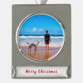 Personalisiert Custom Ihr Foto Weihnachtsschmuck Banner-Ornament Silber (Vorderseite)