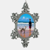 Personalisiert Custom Ihr Foto Weihnachtsschmuck Schneeflocken Zinn-Ornament (Links)
