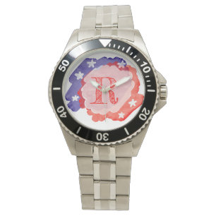 Personalisiert Custom Initial USA Patriotic Armbanduhr