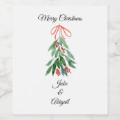 Personalisiert Custom Mistletoe Frohe Weihnachten Weinetikett (Einzelnes Label)