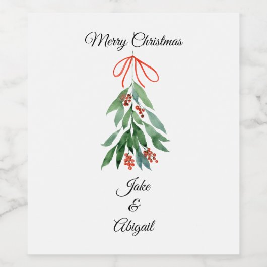 Personalisiert Custom Mistletoe Frohe Weihnachten Weinetikett (Einzelnes Label)
