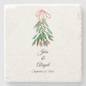 Personalisiert Custom Mistletoe Weihnachten Steinuntersetzer (Vorderseite)