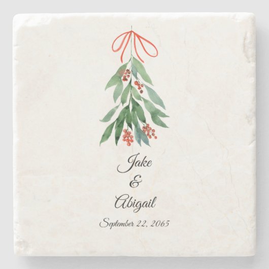 Personalisiert Custom Mistletoe Weihnachten Steinuntersetzer (Vorderseite)