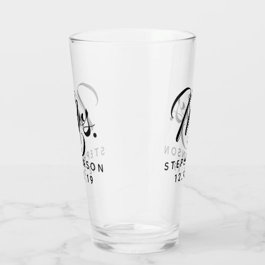 Personalisiert Custom Mrs. Mr. Couple Wedding Glas (Rechts)