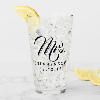 Personalisiert Custom Mrs. Mr. Couple Wedding Glas
