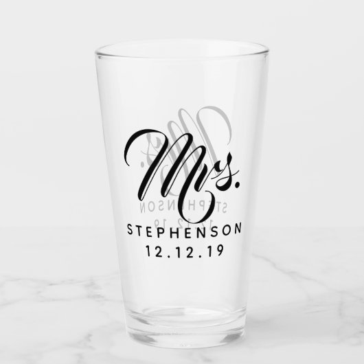 Personalisiert Custom Mrs. Mr. Couple Wedding Glas (Vorderseite)