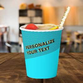 Personalisiert Cyan Blue Cool & Modern Neon Party Pappbecher