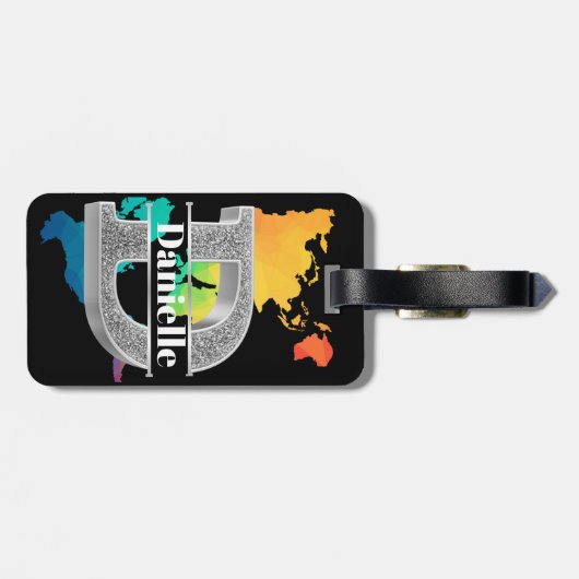 Personalisiert D Erste Silver Monogramm Ihr Name Gepäckanhänger (Rückseite horizontal)