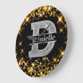 Personalisiert D Erste Silver Monogramm Ihr Name Große Wanduhr (Winkel)