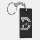 Personalisiert D Erste Silver Monogramm Ihr Name Schlüsselanhänger (Vorderseite links)