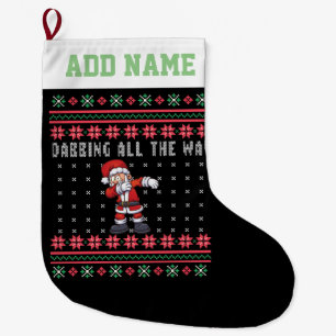 Personalisiert Dabbing Santa Claus Ugly Sweater Großer Weihnachtsstrumpf