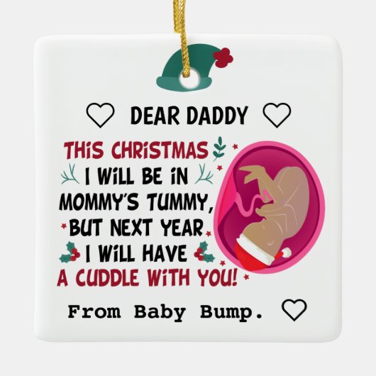 Personalisiert Daddy To Be from Bump Christmas 202 Keramikornament (Vorderseite)