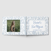 Personalisiert Dainty Blue Floral Mitzvah Guestboo Gästebuch (Voll)