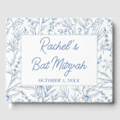 Personalisiert Dainty Blue Floral Mitzvah Guestboo Gästebuch (Vorderseite)