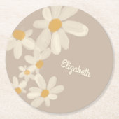 Personalisiert Daisy Floral Brown Runder Pappuntersetzer (Vorderseite)