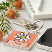 Personalisiert Daisy Floral Charm Schlüsselanhänger (Vorderseite rechts)