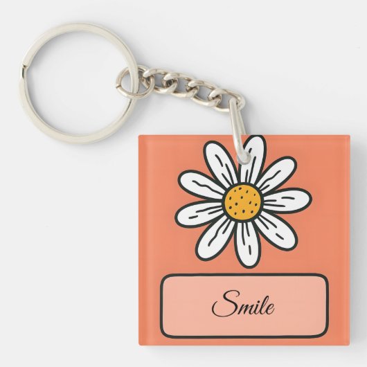 Personalisiert Daisy Floral Charm Schlüsselanhänger (Vorderseite)