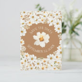 Personalisiert Daisy Floral Wedding Save The Date (Stehend Vorderseite)