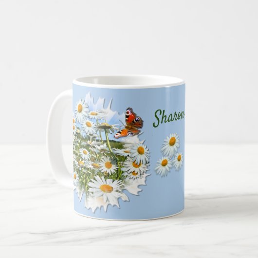 Personalisiert Daisy Meadow Individuelle Name Kaffeetasse (Vorderseite Links)