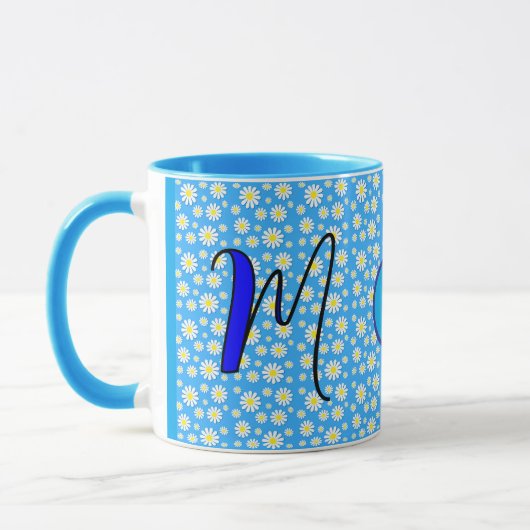 Personalisiert Daisy Mit Monogramm Erstkaffee Tasse (Links)