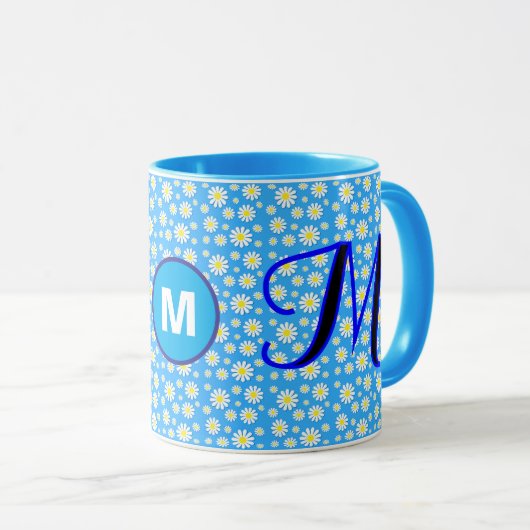 Personalisiert Daisy Mit Monogramm Erstkaffee Tasse (VorderseiteRechts)