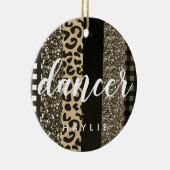 Personalisiert Dancer Imitate Cheetah und Glitzer Keramik Ornament (Rechts)