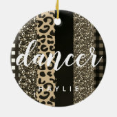 Personalisiert Dancer Imitate Cheetah und Glitzer Keramik Ornament (Hinten)