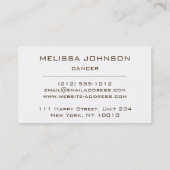 Personalisiert Dancer Moderner Business Cart Visitenkarte (Rückseite)