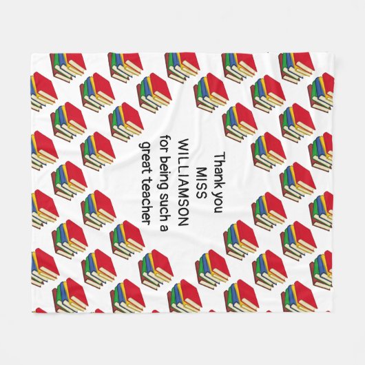 Personalisiert DANK IHNEN Büchern | Lehrer Fleecedecke (Vorderseite (Horizontal))