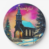 Personalisiert Dankbare Weihnachtskirche des Lande Pappteller (Vorderseite)