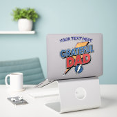 Personalisiert Dankbarer Vater Superhero Aufkleber (Laptop auf Schreibtisch)