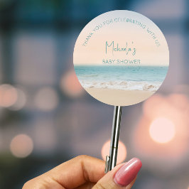 Personalisiert Danke Beach Baby Dusche Runder Aufkleber