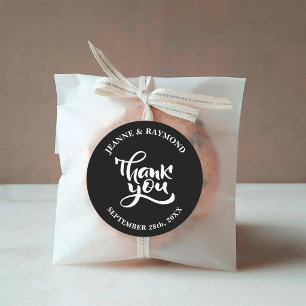 Personalisiert Danke, Black Gastgeschenk Hochzeit Runder Aufkleber