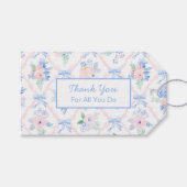 Personalisiert Danke, Floral Ribbon Bows Geschenkanhänger (Vorderseite (Horizontal))