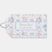 Personalisiert Danke, Floral Ribbon Bows Geschenkanhänger (Rückseite Horizontal)